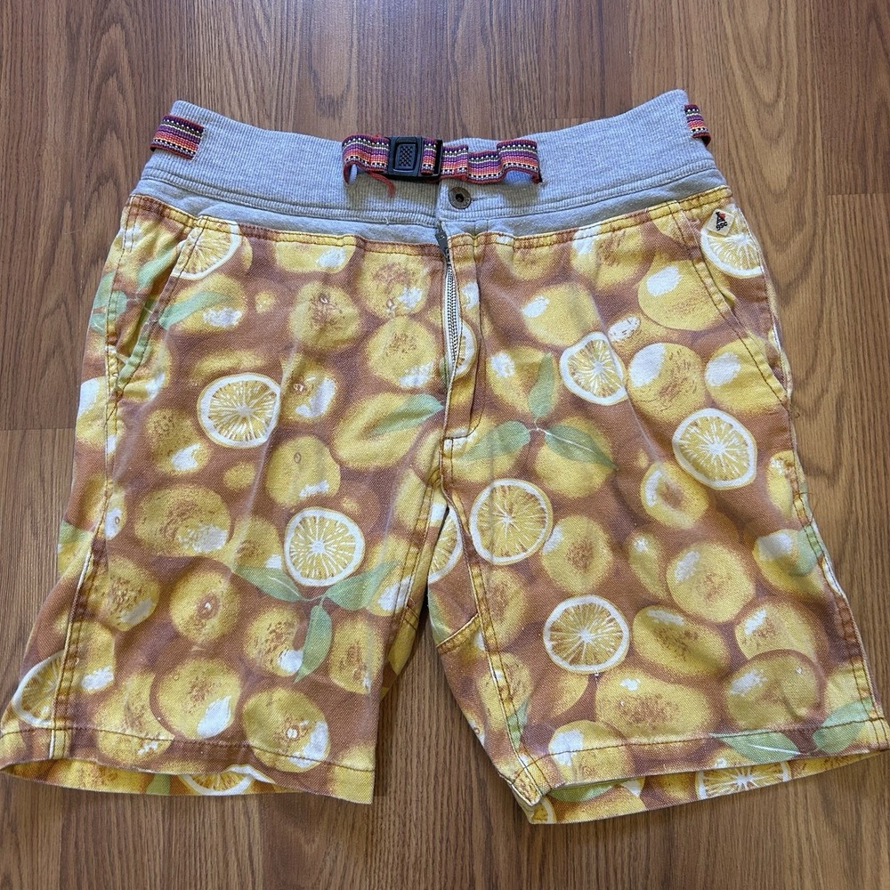 Go Slow Caravan Lemon All Over Print AOP Sweat Shorts Size 4 Belted Summer